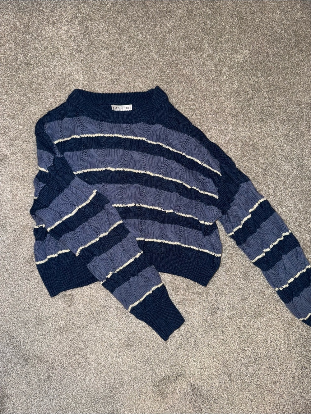 Fitz + Eddi Striped Blue Crewneck Sweater